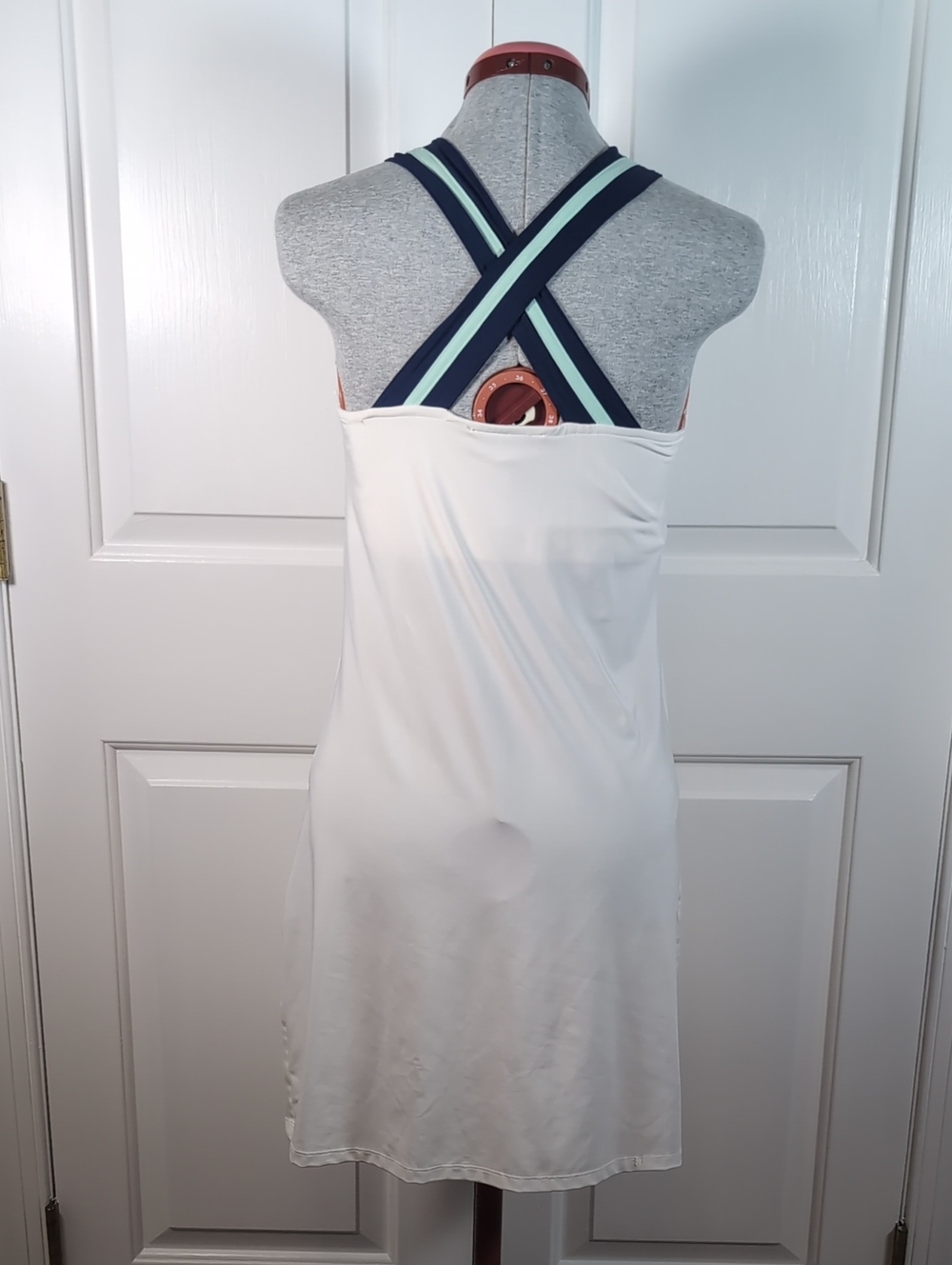 Vintage Lacoste Tennis Dress White Striped VNeck Athleisure Everyday Sports M - Picture 4 of 7